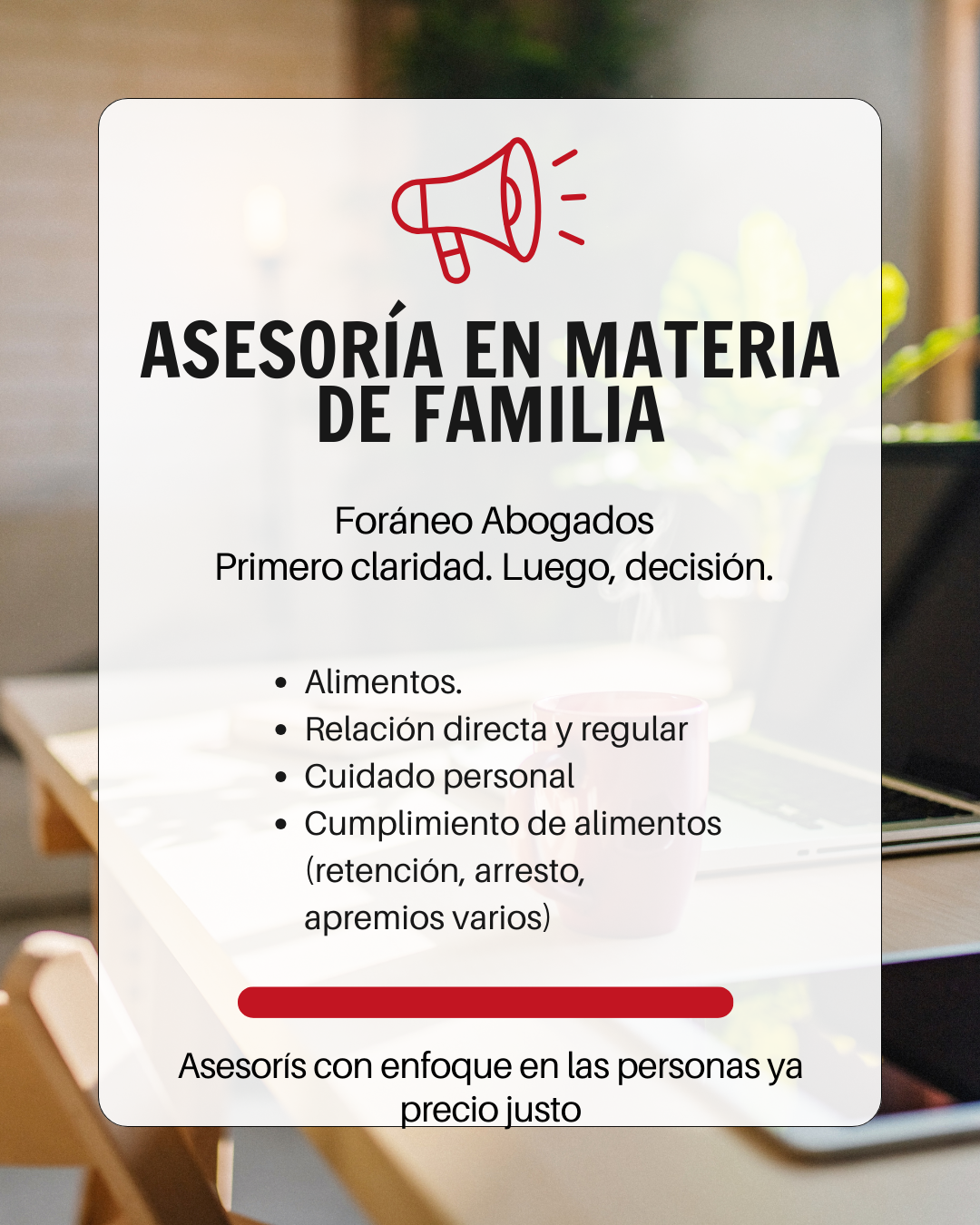Demanda en materia de familia (alimentos, cuidado personal, relación directa y regular)