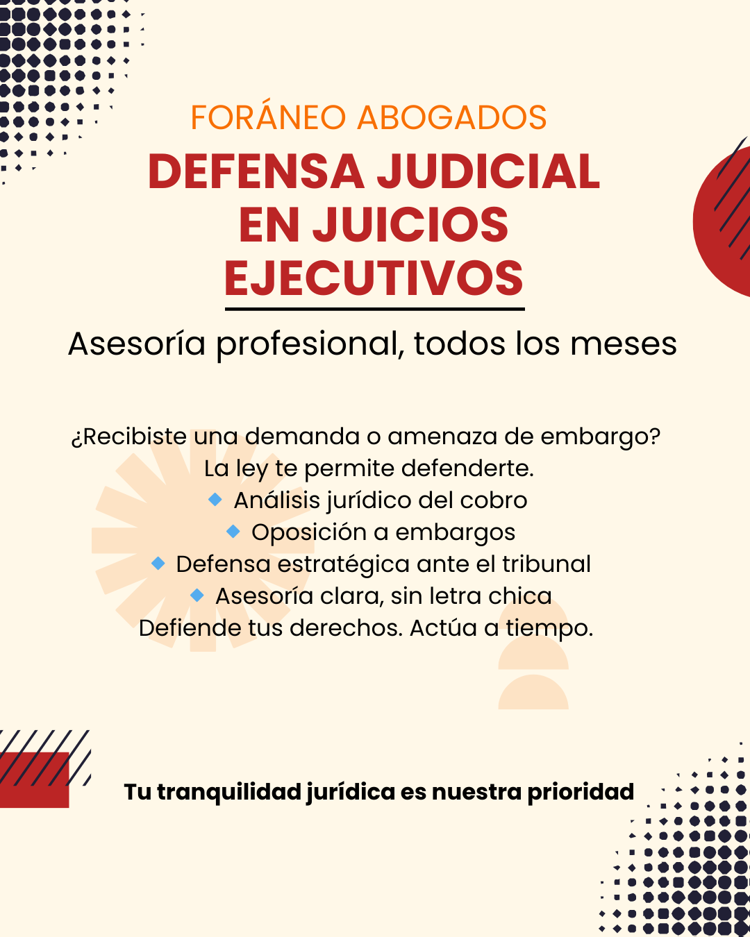 Defensa judicial en juicios ejecutivos (embargos)